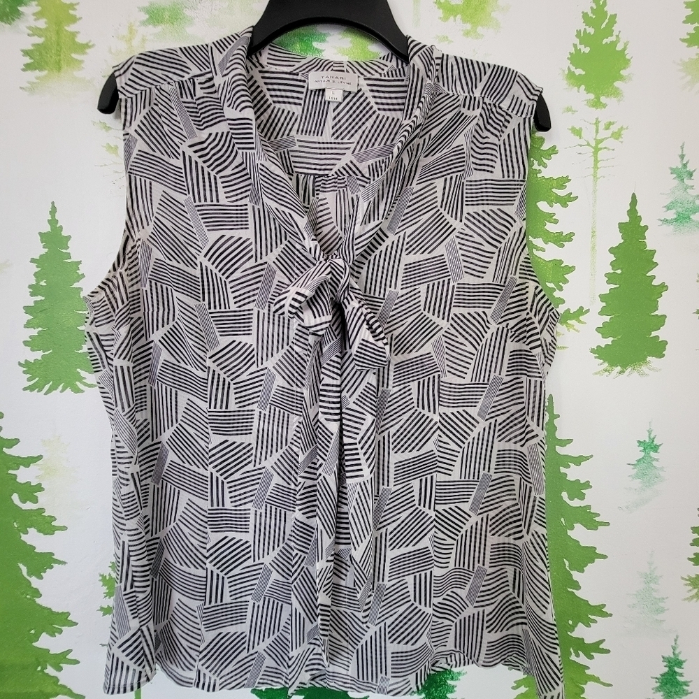 Tahari Sleeveless Tie-Neck Top.